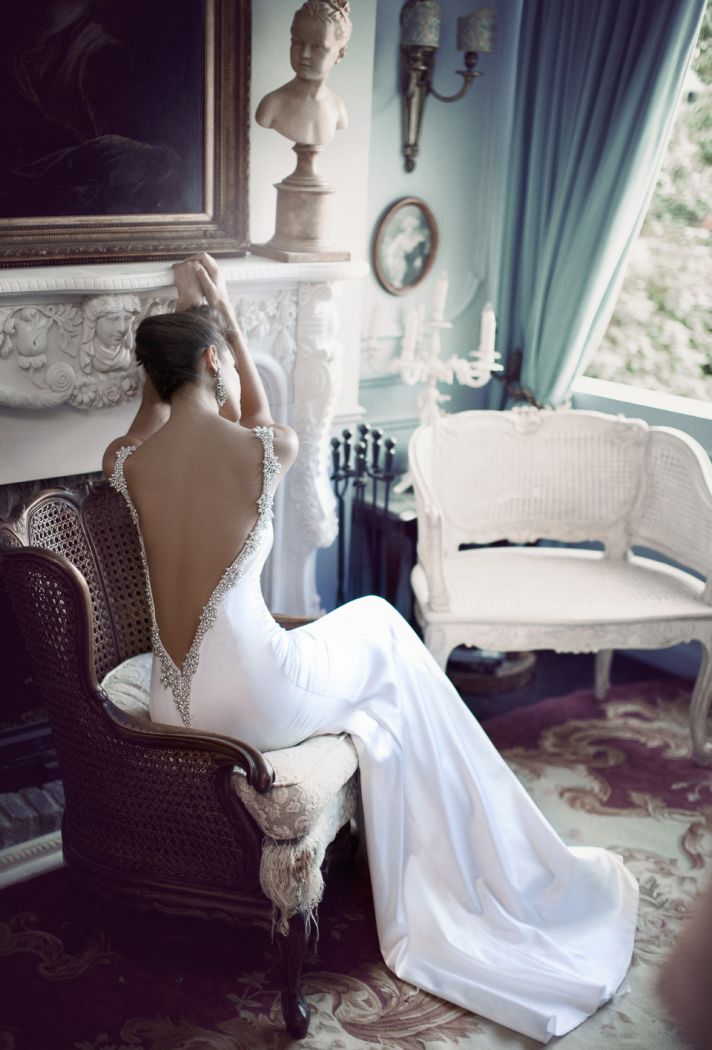 Daring open back wedding dress