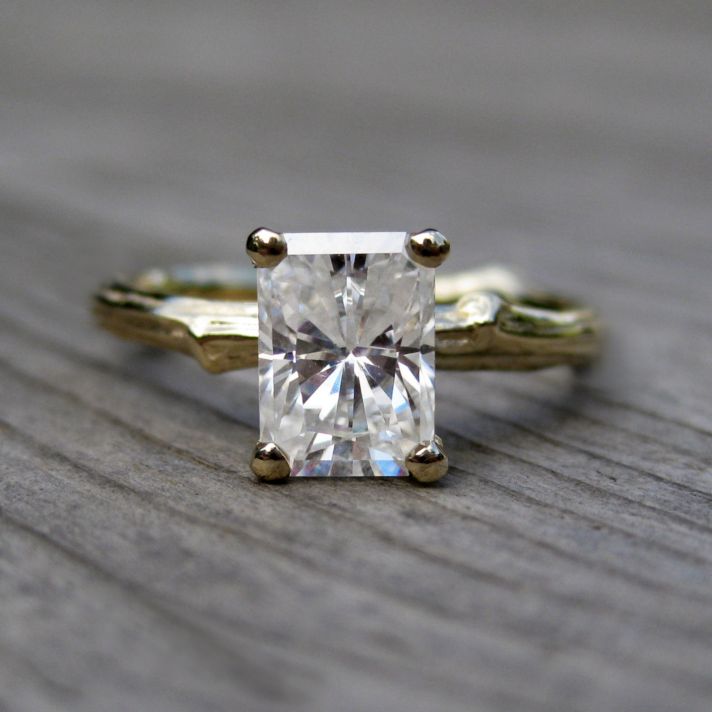 Emerald Cut Engagement Ring with Moissanite Stone