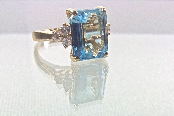 blue topaz vintage engagement ring