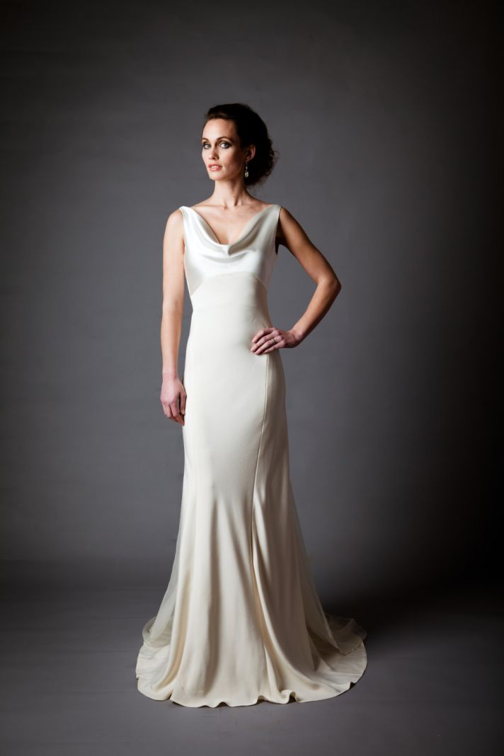 Silk Charmeuse Open Back Wedding Dress