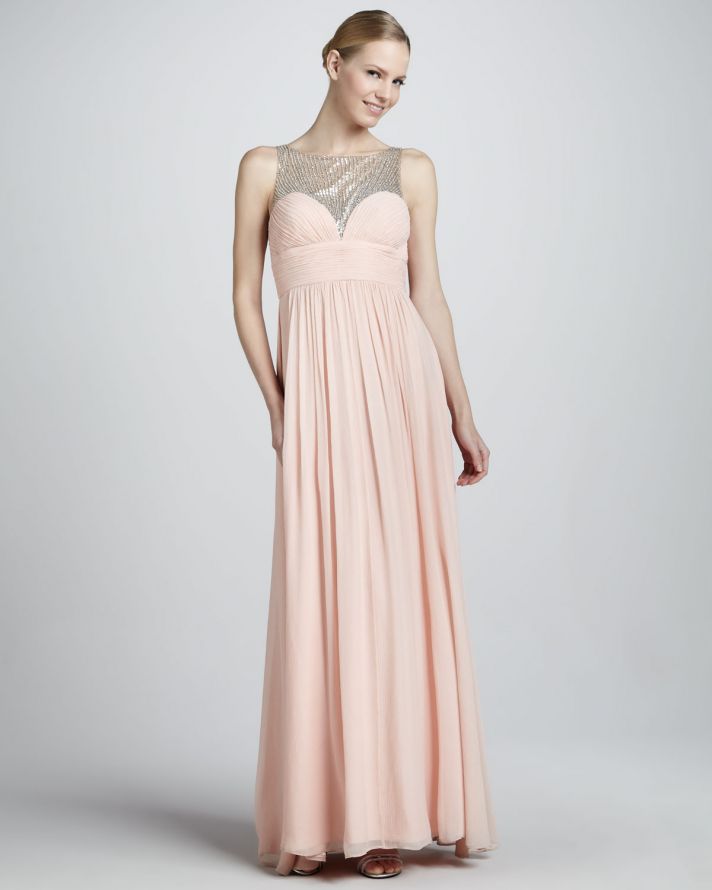 Blush pink chiffon gown for bridesmaids or MOB
