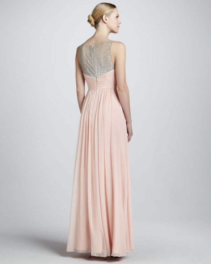 Blush pink chiffon gown for bridesmaids or MOB
