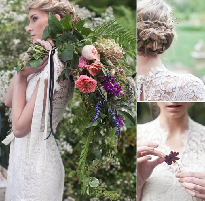 Romantic braided wedding updo outdoor I Dos