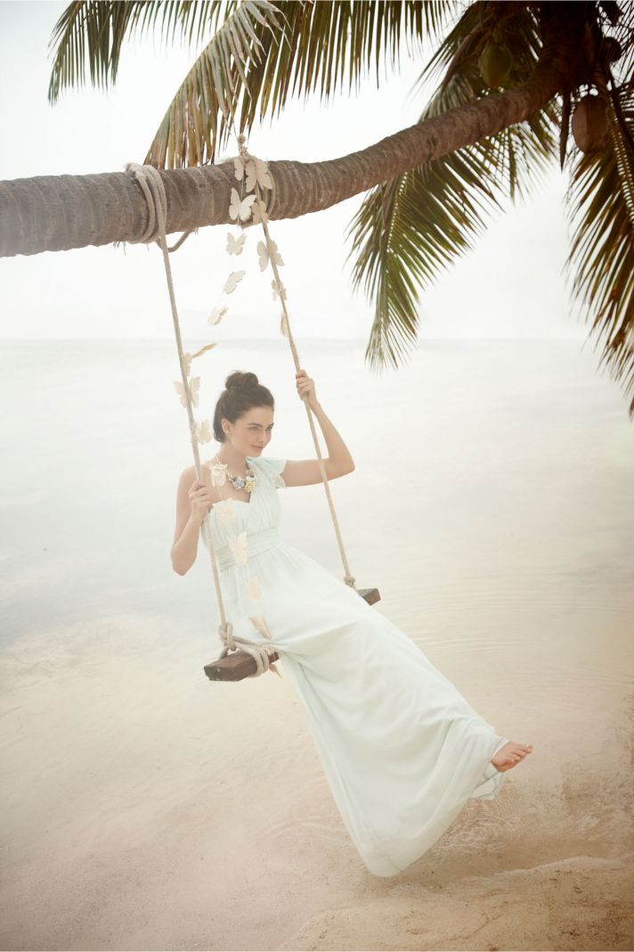 Gray lace bridesmaid dress by BHLDN