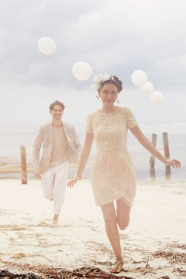 Gray lace BHLDN bridesmaid dress long mermaid