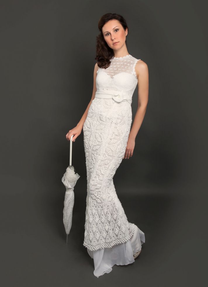 crochet illusion neckline wedding dress