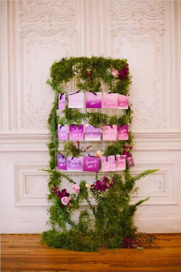 Pink Water Color Escort Cards