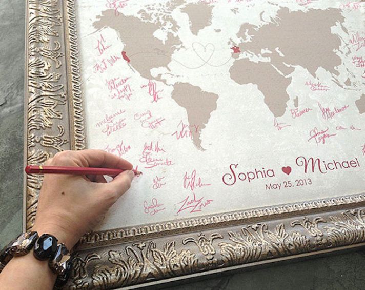 Vintage Map Guest Book