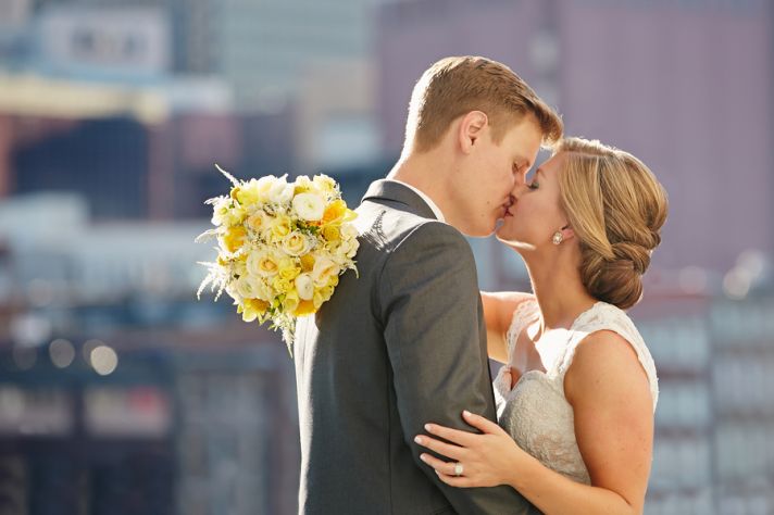 Sweet Bride and Groom Kisses