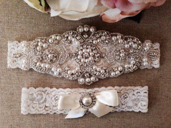 Rhinestone Garter Set