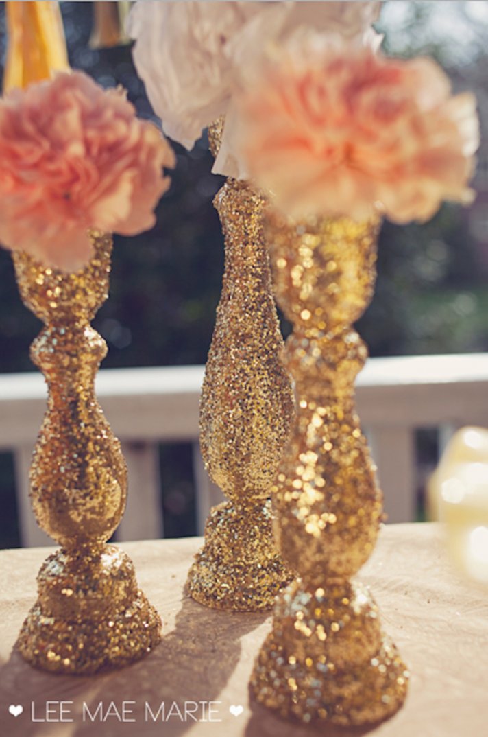 Glittery Modern Candlestick Centerpieces
