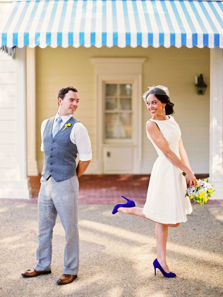 Blue Shoes on an Adorable Bride