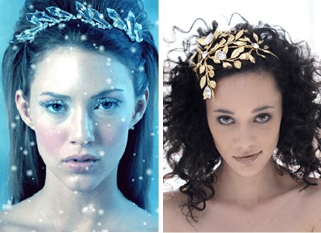 Hair jewelry: Icy crystal look & gorgeous gold leaf piece