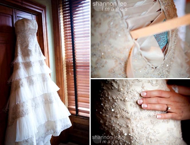 shannon-lee-vintage-ivory-peach-sage-wedding-strapless-beaded-wedding-dress-hangs-on-door-something-blue-bride-gets-ready