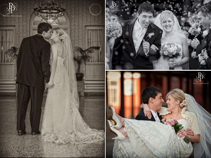 Beautiful vintage bride and handsome dapper groom kiss after becoming husband and wife