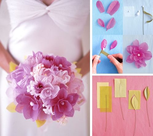 Do it yourself eco-chic bridal bouquet- paper and fabric flower bouquet kit