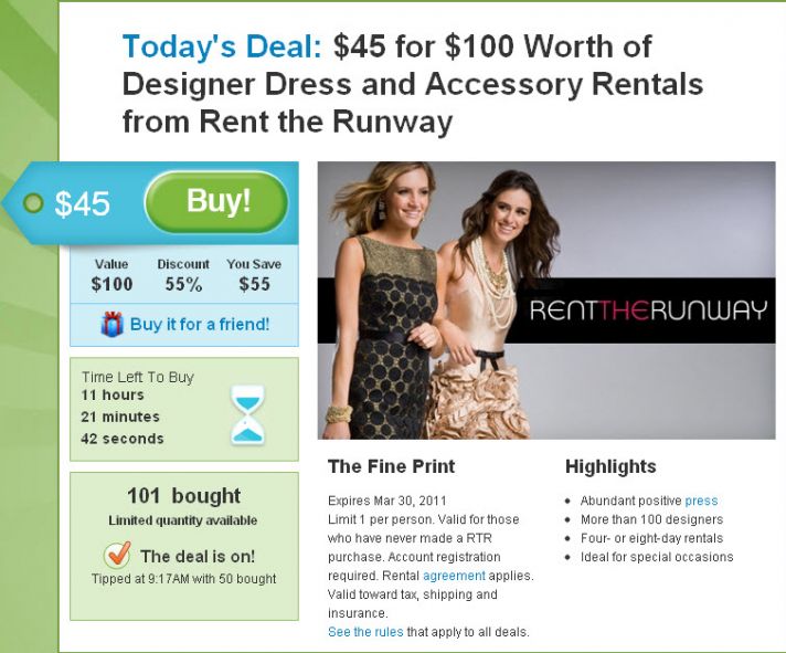 Rent $100 worth of designer dresses and accessories for only $45!