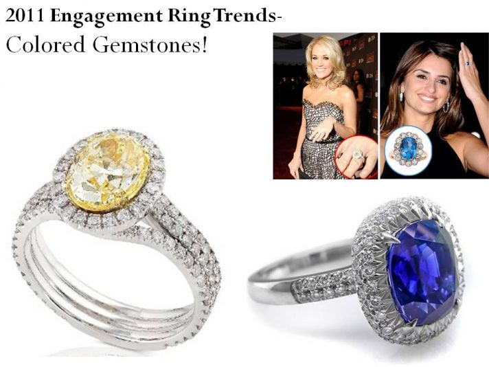 Engagement rings featuring colored gemstones is a big trend for 2011!