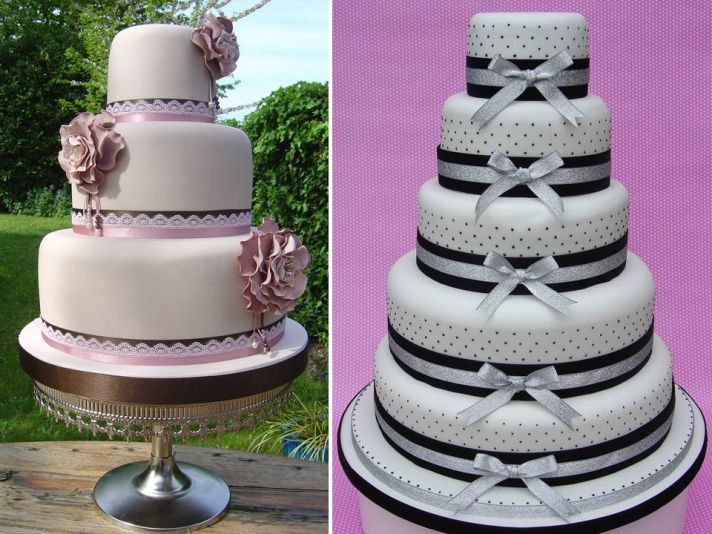 Romantic and feminine round stacked fondant wedding cakes