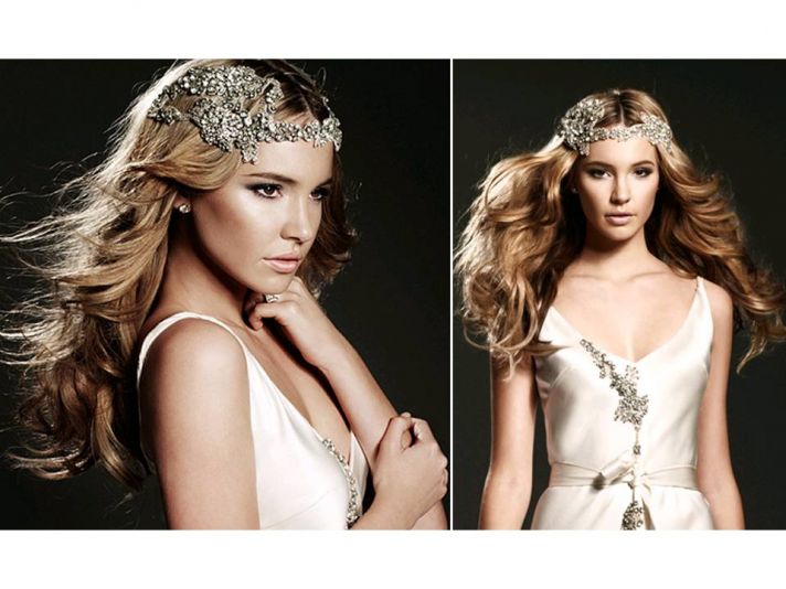 Vintage-inspired rhinestone encrusted bridal tiara and headband