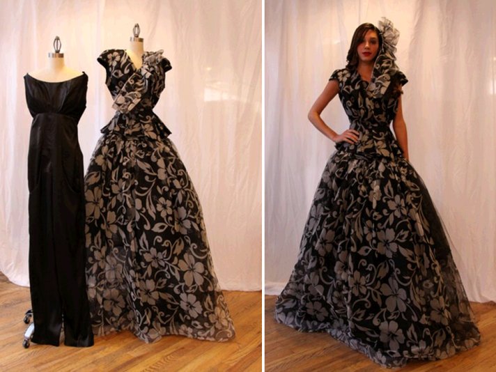 Chic convertible wedding dress with big ball gown skirt that’s detachable!