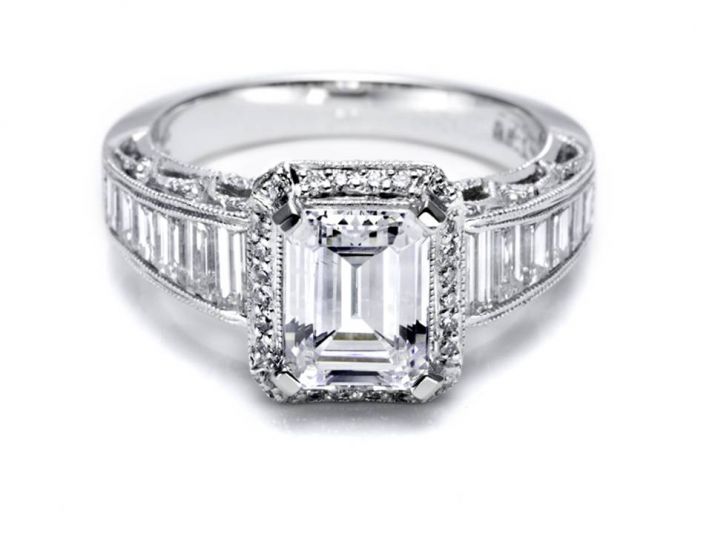 Tacori engagement ring like KIm Kardashian’s 20.5 carat emerald cut stunner