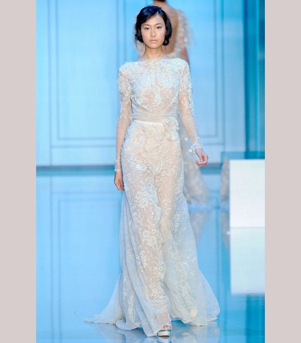 Deep blush Elie Saab bridesmaid dress