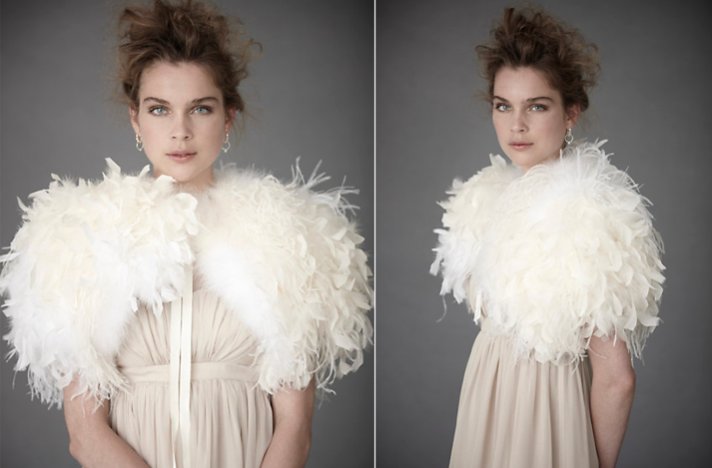 Bridal boleros by BHLDN- dramatic ostrich feather wedding shrug