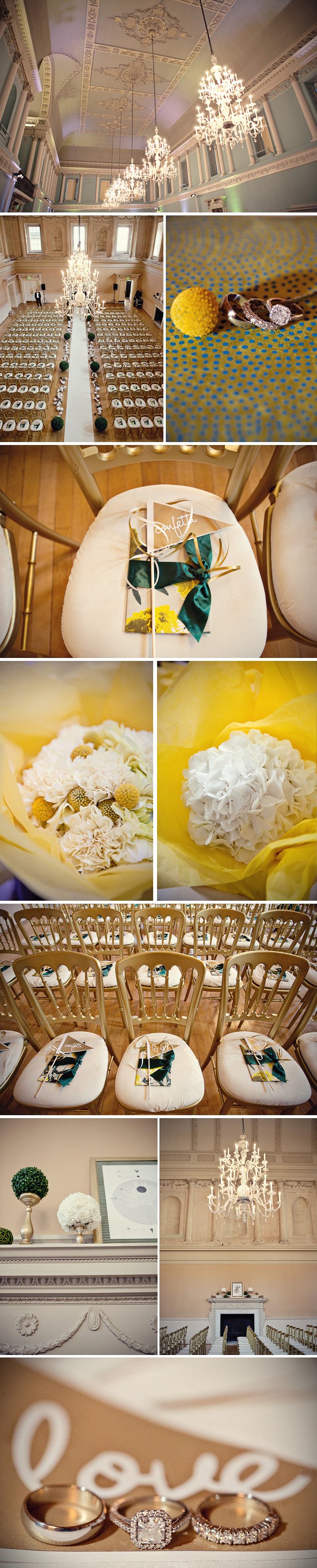 real weddings chic downtown london wedding venue yellow wedding flowers