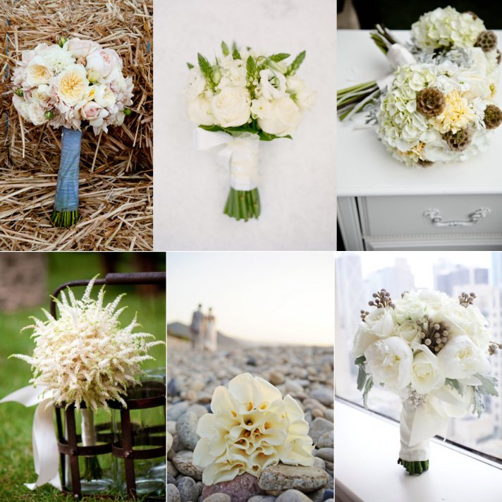 Elegant ivory and neutral bridal bouquets