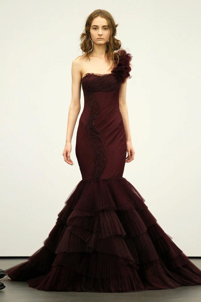 Spring 2012 wedding dresses Vera Wang bridal gown non white dresses red 6