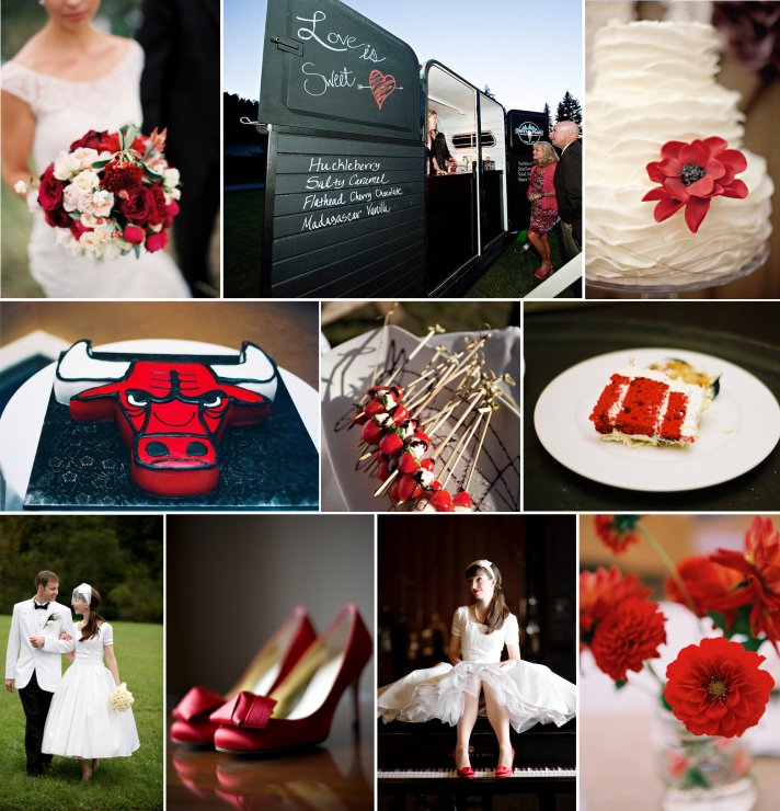 Sports-themed wedding ideas- Chicago Bulls inspired red, white and black