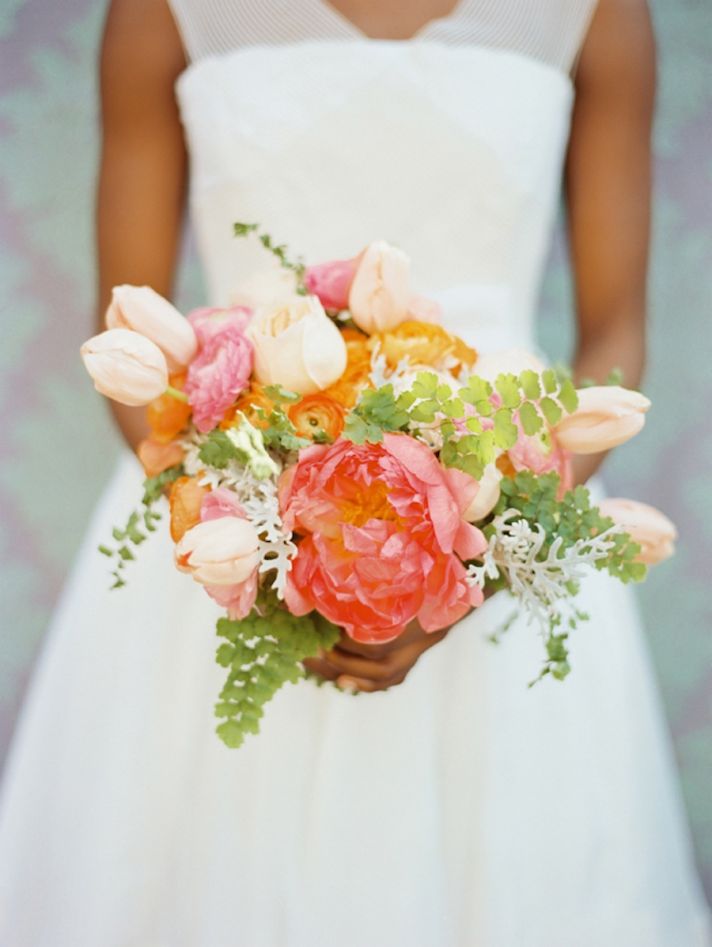romantic wedding flowers anemones tulips peonies bridal bouquet bridesmaids flowers