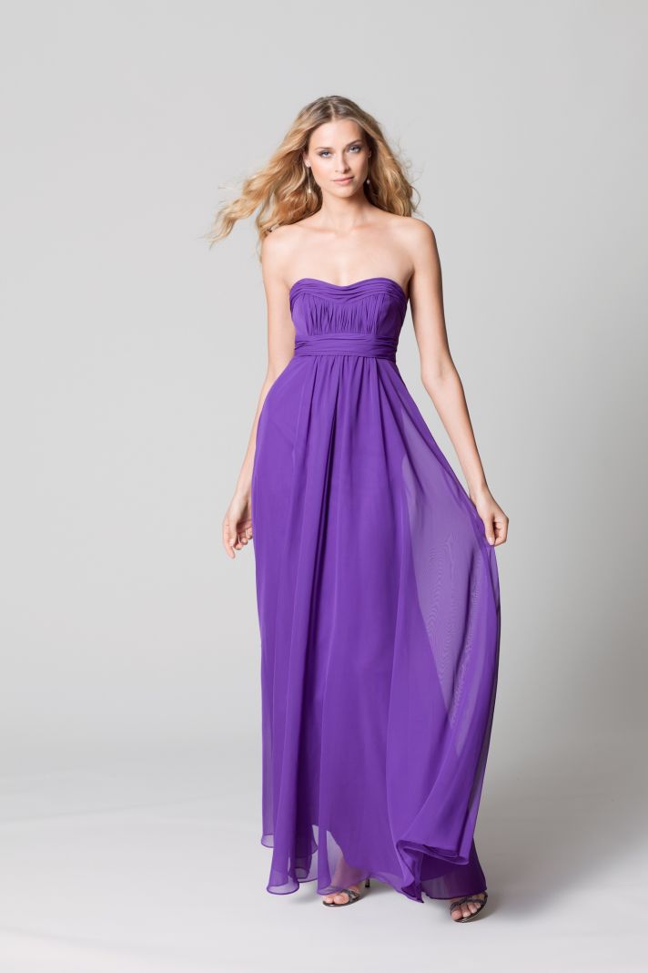 affordable bridesmaids dresses Fall 2012 WTOO by Watters bridal party bright purple chiffon