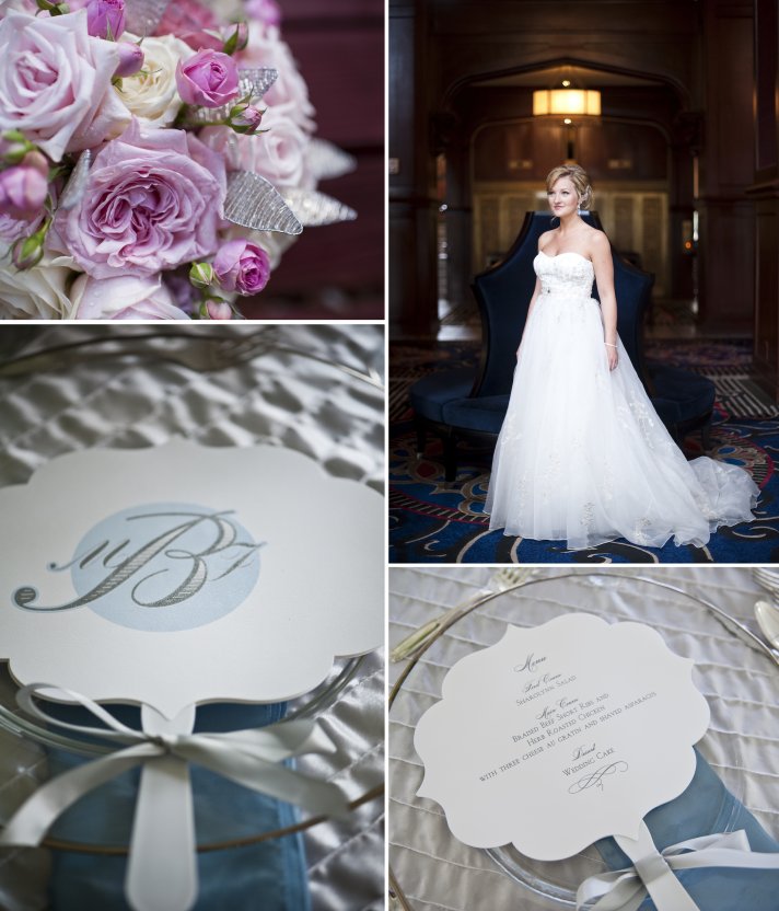 classic fall wedding elegant bride a line tulle wedding dress monogram ceremony programs