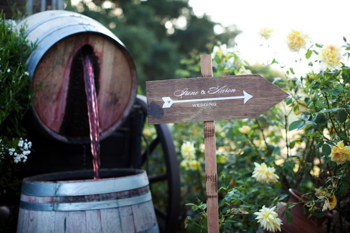 winery wedding in Malibu welcome sign rustic weddings