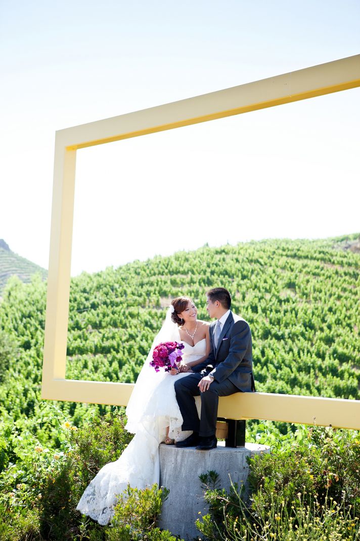 elegant California wedding with bold florals personalized details framed 3
