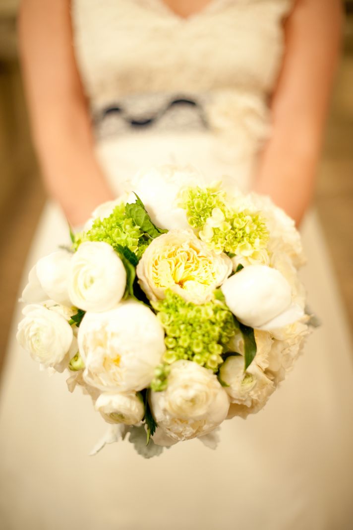 Ivory and Green Peony bridal bouquet