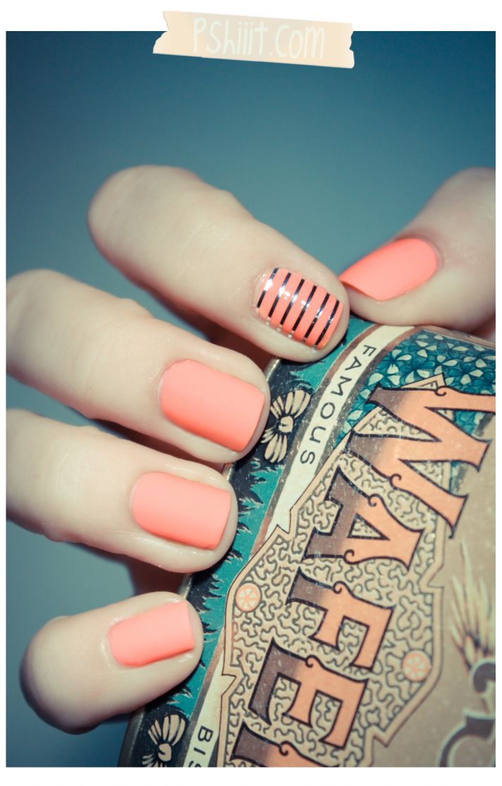 coral silver wedding manicure