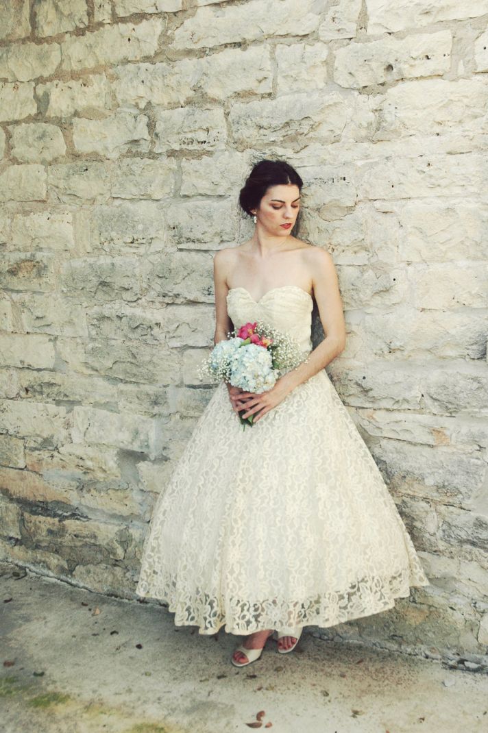 vintage wedding dress bridal gown inspiration from Etsy 1950s tea length