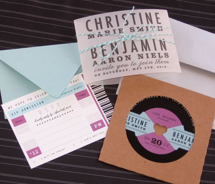 music themed wedding accessories ceremony reception decor retro vintage invitation