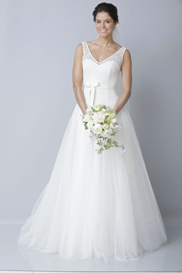 2013 wedding dress by Theia bridal gowns a line illusion straps