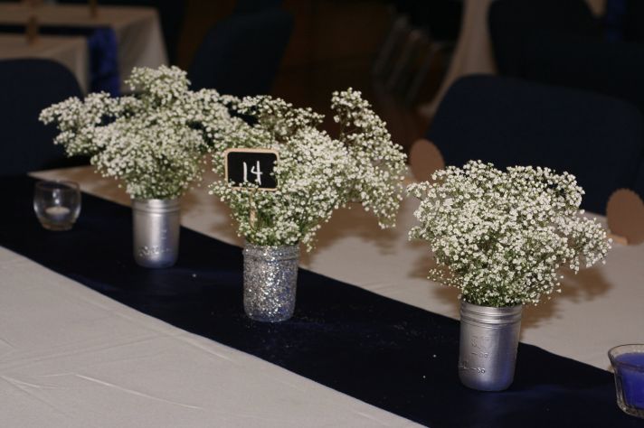 things brides love Mason Jar wedding reception decor centerpieces pink glitter