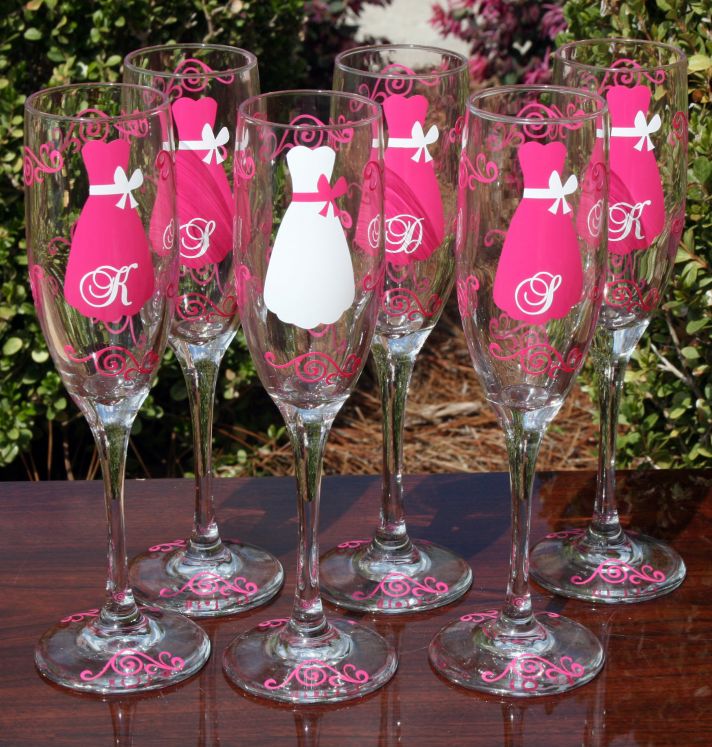 6 personalized wedding gifts for bridesmaids booze theme painted flutes