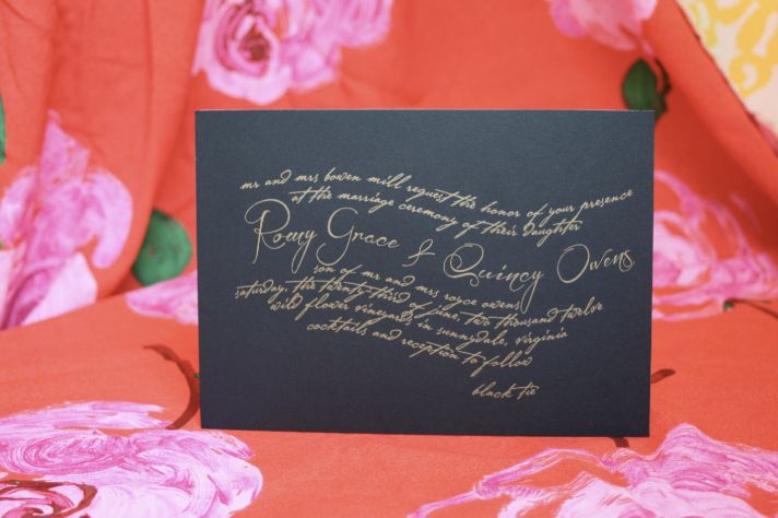 Gold and Black Calligraphy Wedding Invitations