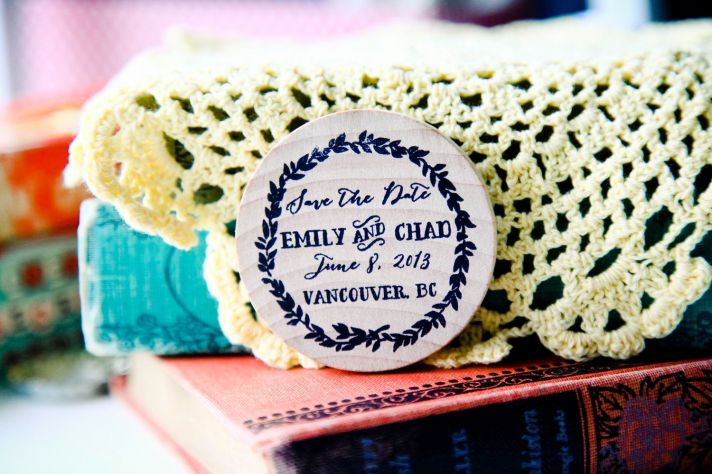 Romantic Vintage Wedding Save the Date Wood Magnet