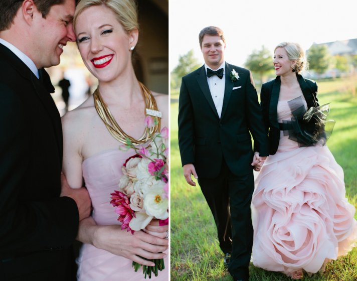 Winter Wedding Ideas Black Bridal Shrug Pink Gown