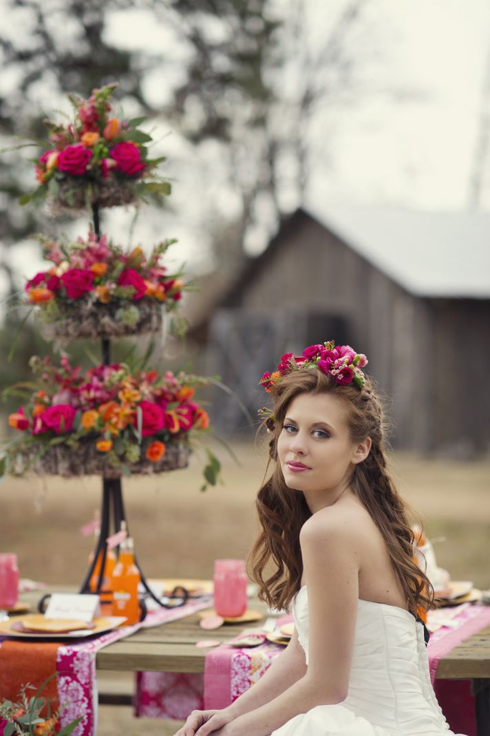 Beautiful Bride with Half Up Braided Wedding Hairstyle