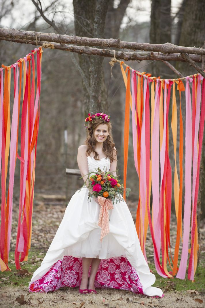 Outdoor Rustic Wedding Reception Bright Decor Accents