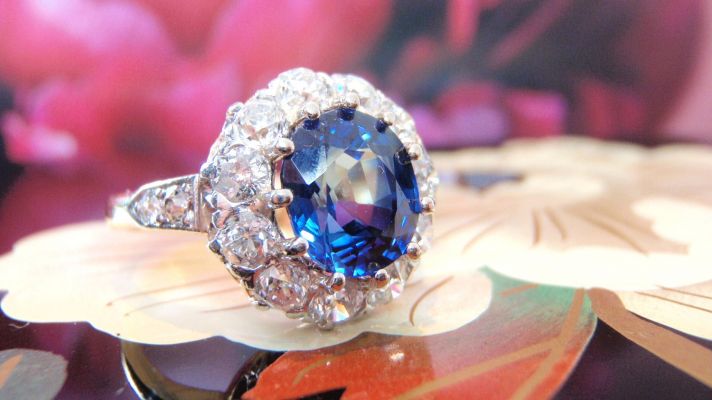 Sapphire and Diamond Vintage Engagement Ring